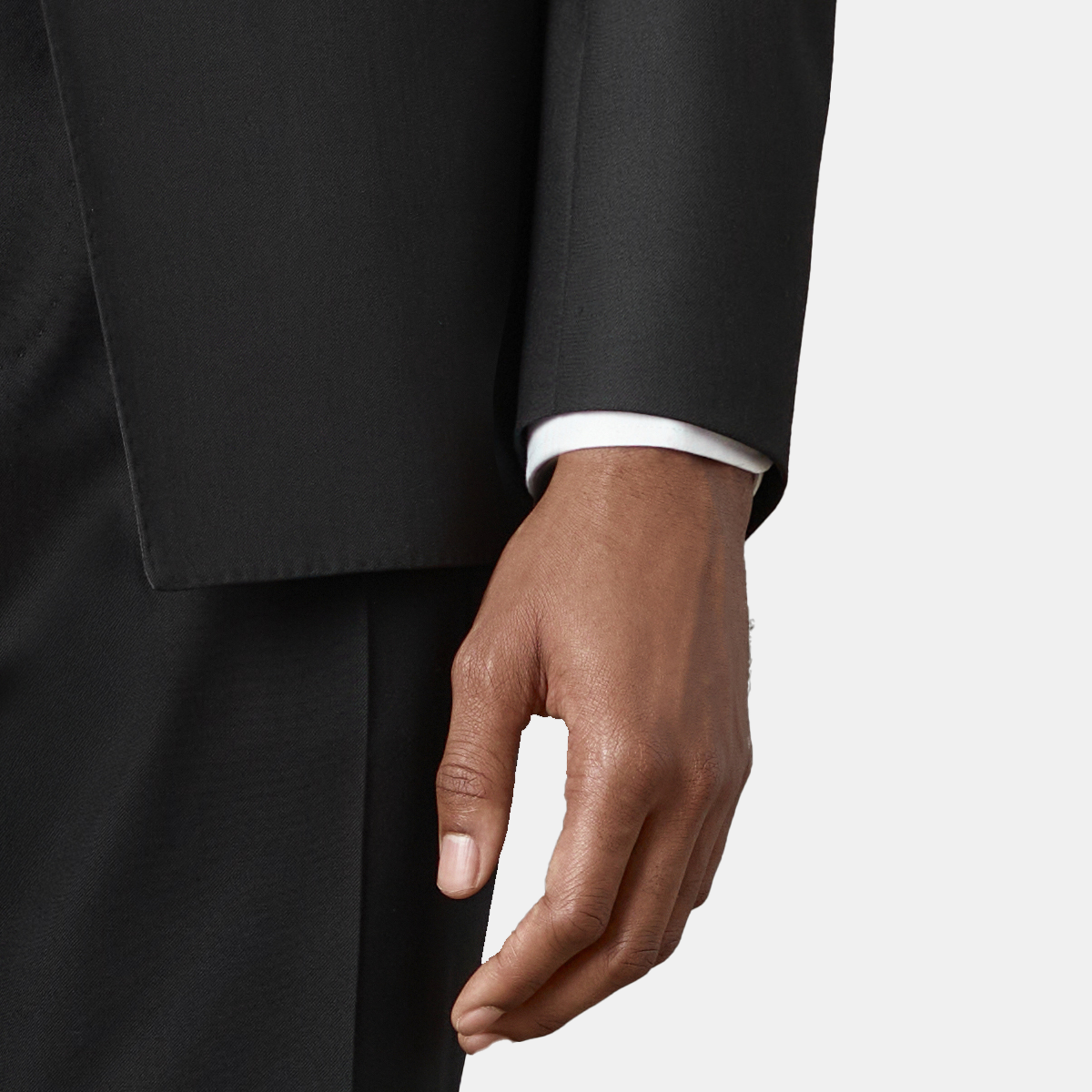 Black Hand‑Beaded Pure‑Wool Half‑Canvas Luxury‑Groom Two‑Piece Suit