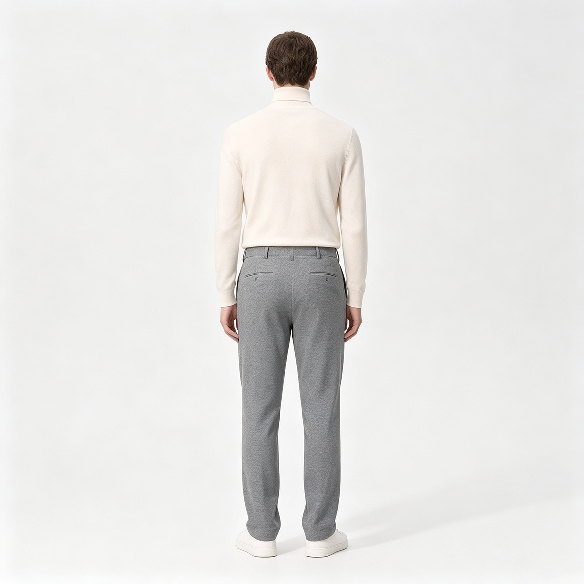 Gray Single‑Breasted Two‑Piece Suit with Detachable Hood