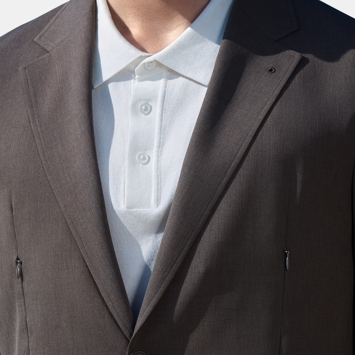 Brown Ultra‑Light Polyester Fused Sport‑Travel Casual Two‑Piece Suit
