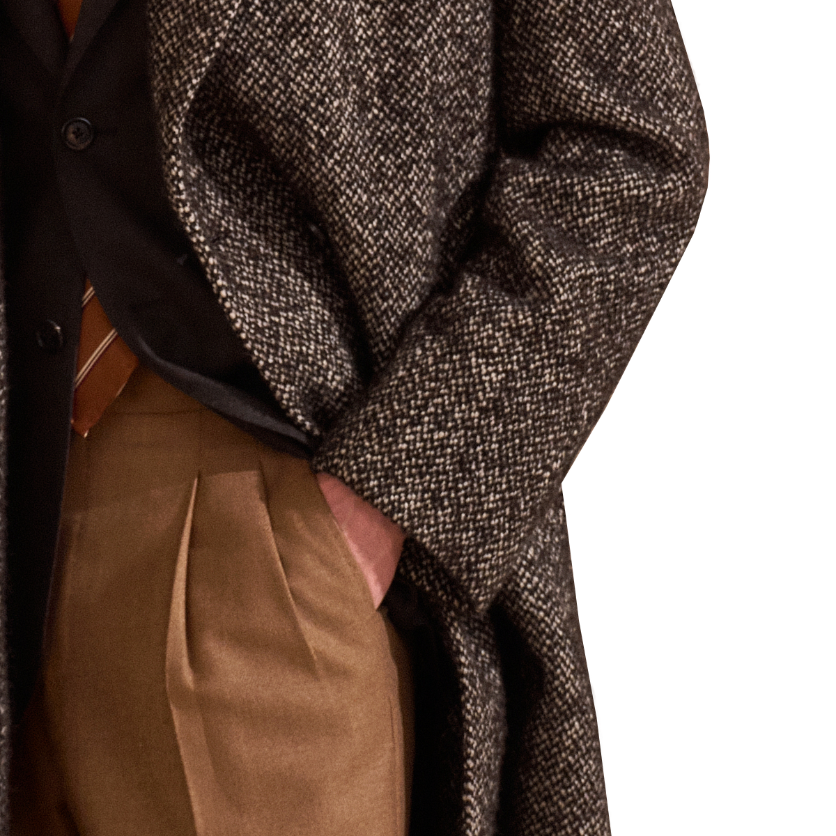 Dark Brown 4x2 Double‑Breasted Wool‑Blend Overcoat