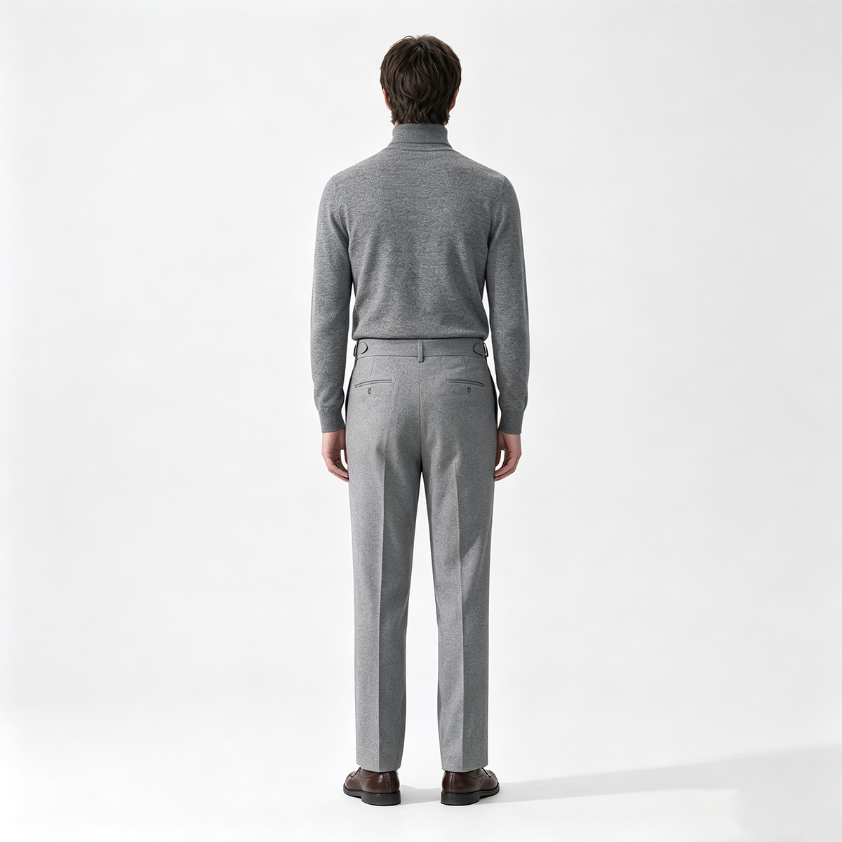 Gray Wool Half‑Canvas Double‑Breasted Two‑Piece Suit