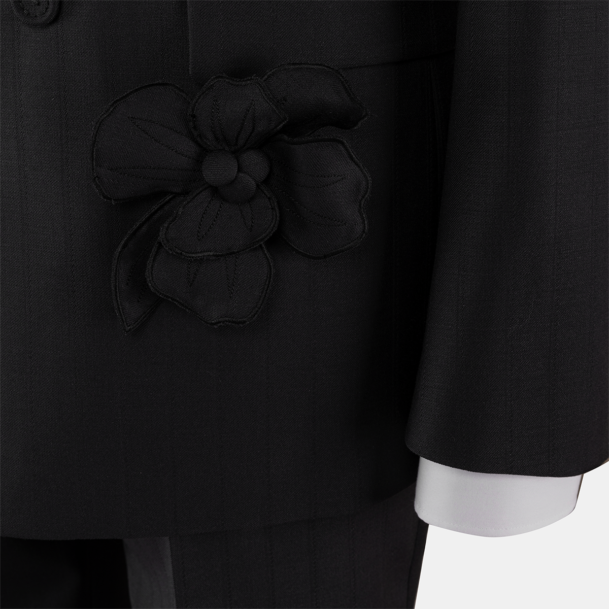 Black Wool‑Polyester‑RCF‑Elastane Half‑Canvas Double‑Breasted Two‑Piece Suit