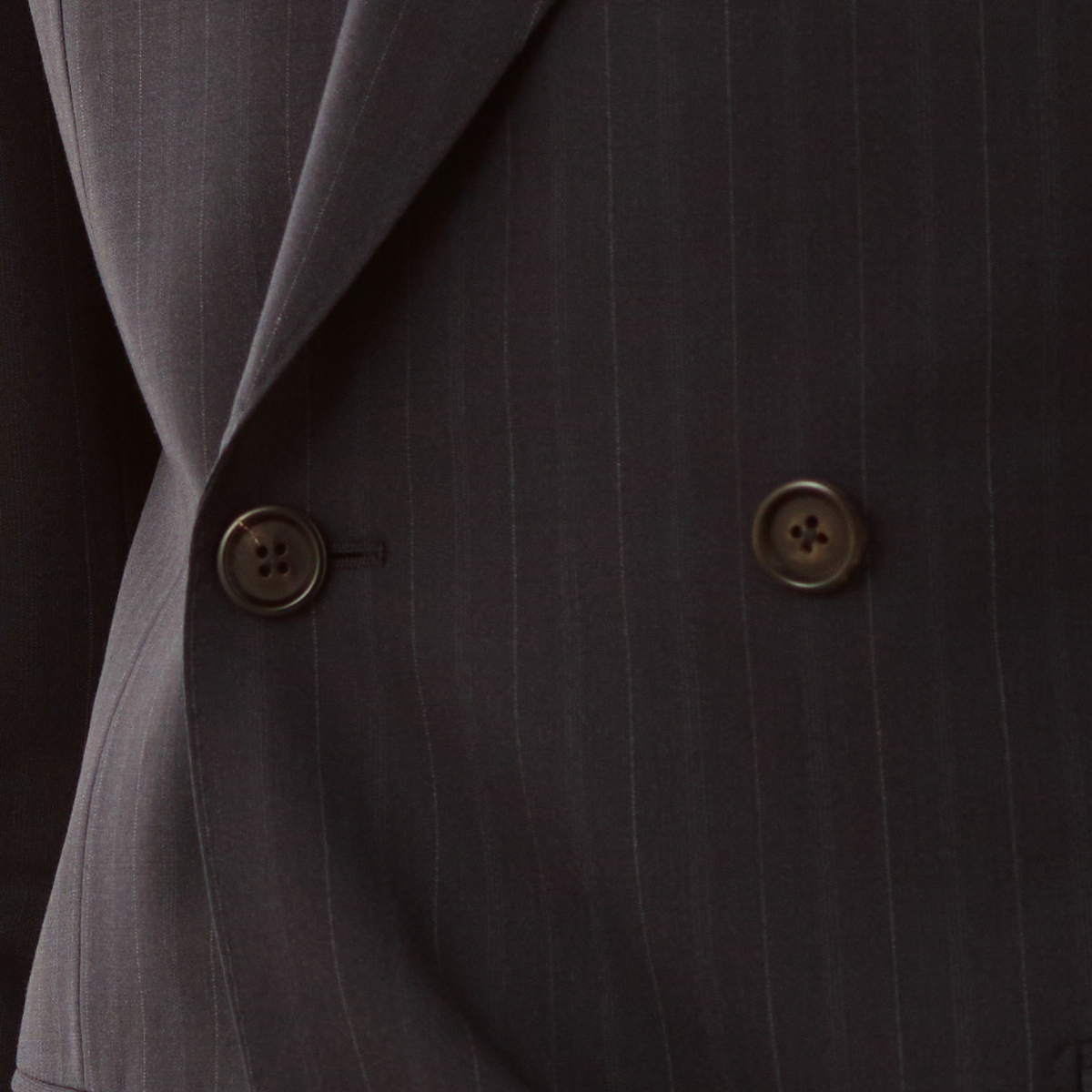 Navy Chalk Stripe Two-Piece Suit with Blue Piping
