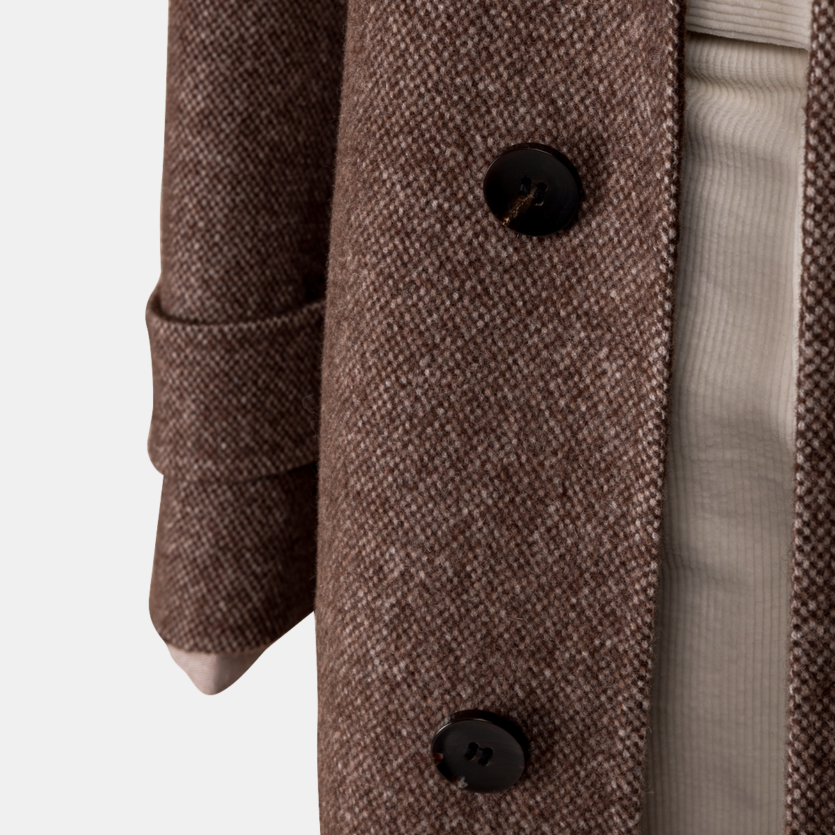 Dark Brown Wool‑Alpaca Double‑Faced 5‑Button Exposed‑Placket Overcoat