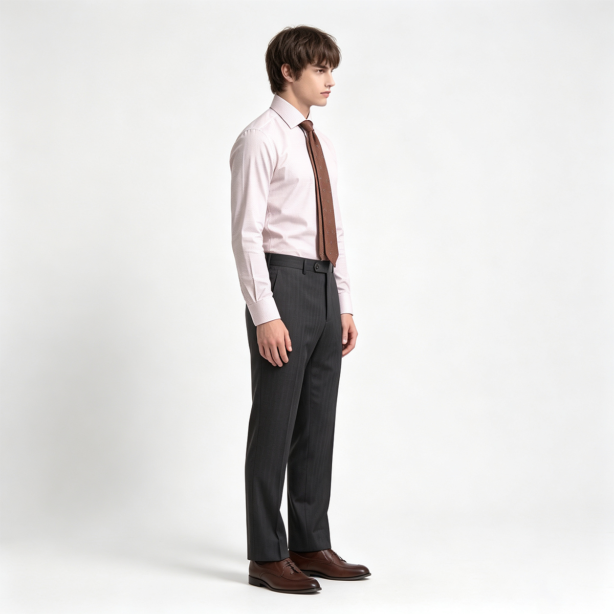 Dark Grey Pinstripe Pure‑Wool Half‑Canvas Two‑Piece Suit
