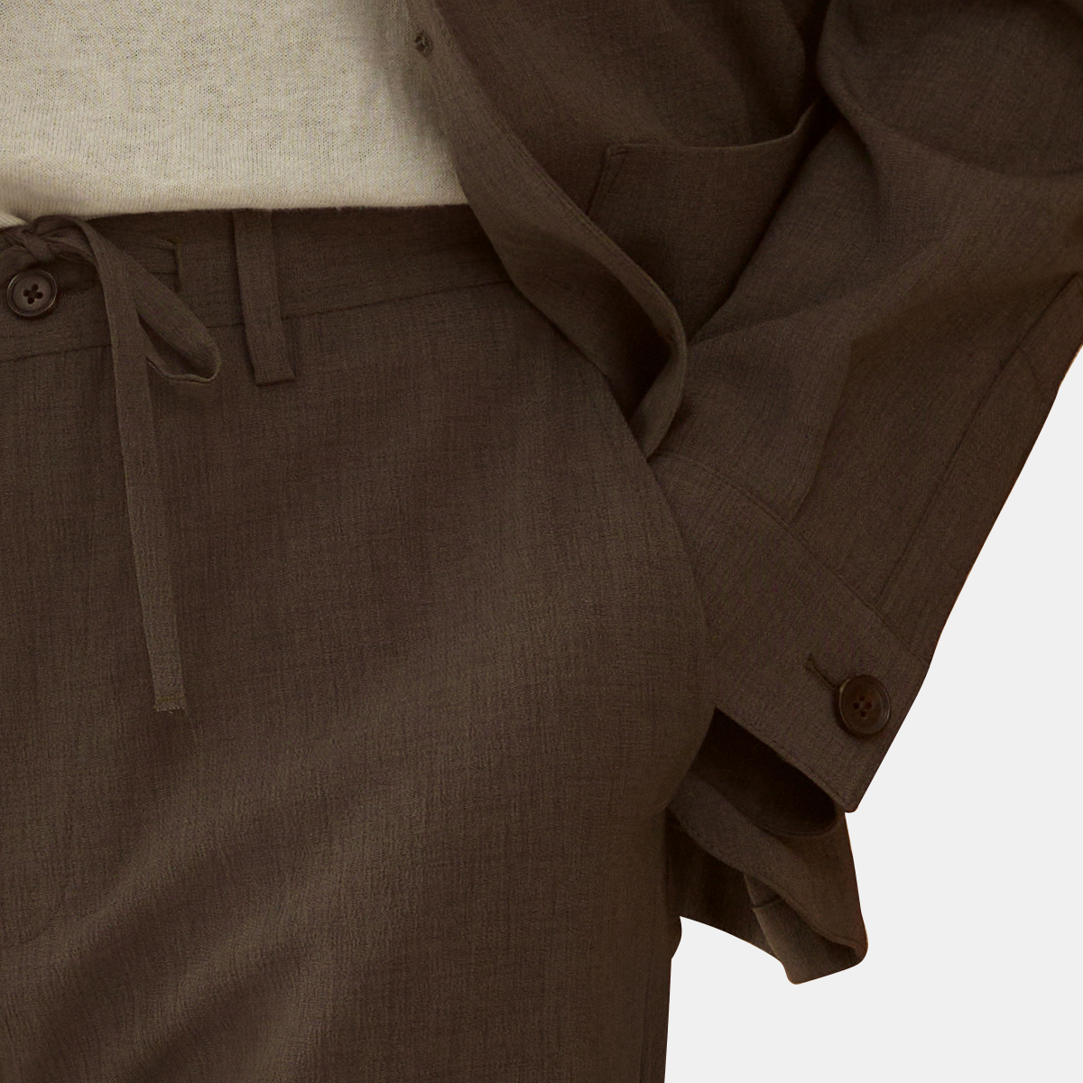 Green Polyester Travel Casual Two‑Piece Suit