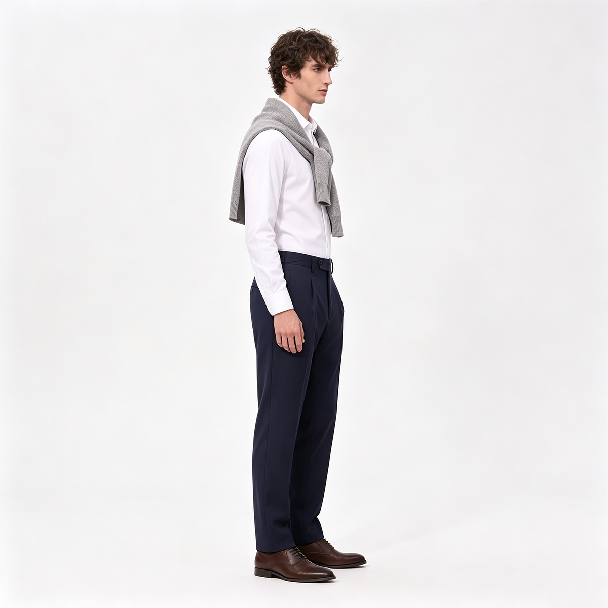 Navy Half‑Canvas Single‑Breasted Two‑Piece Suit