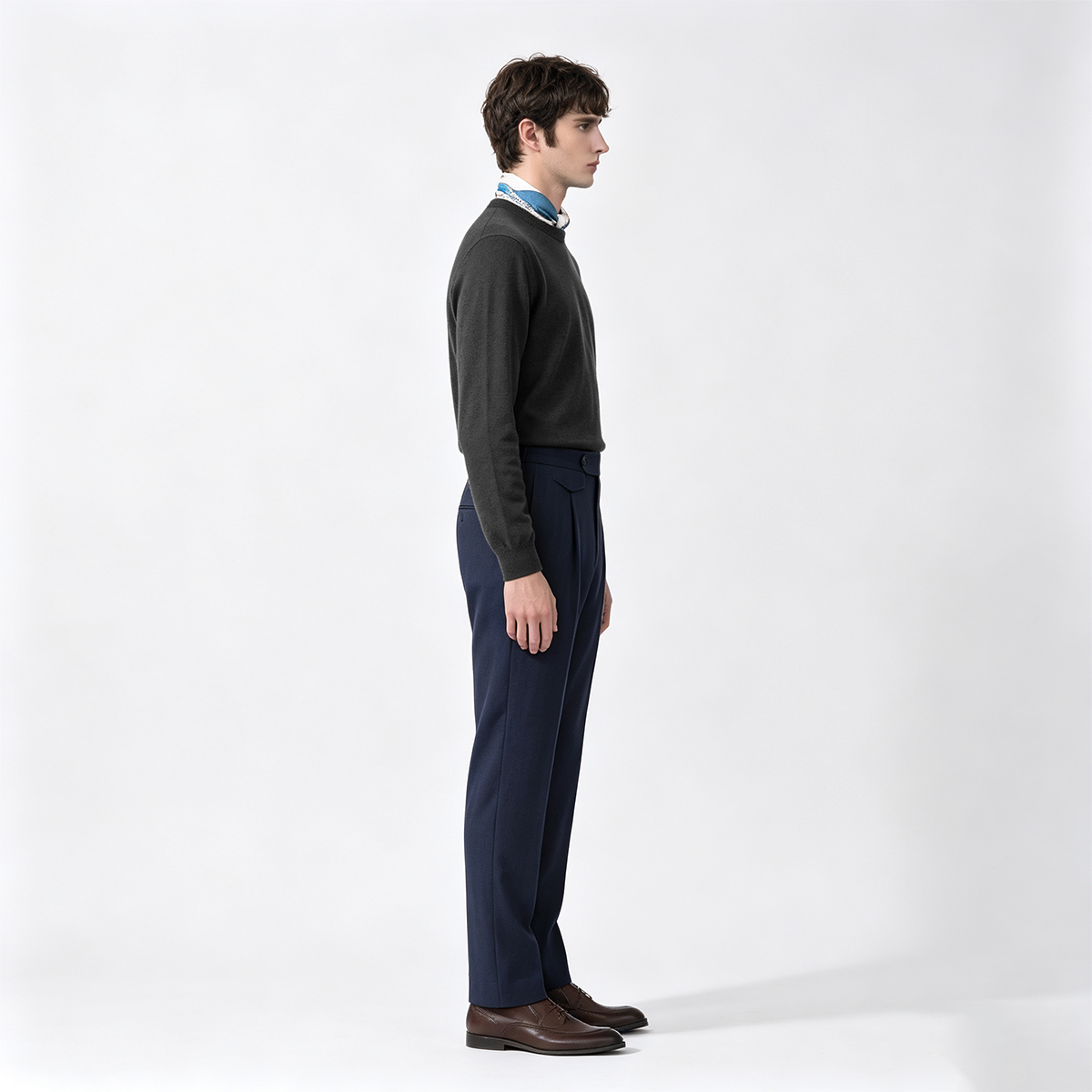 Navy Wool‑Polyester‑Elastane Double‑Breasted Two‑Piece Suit