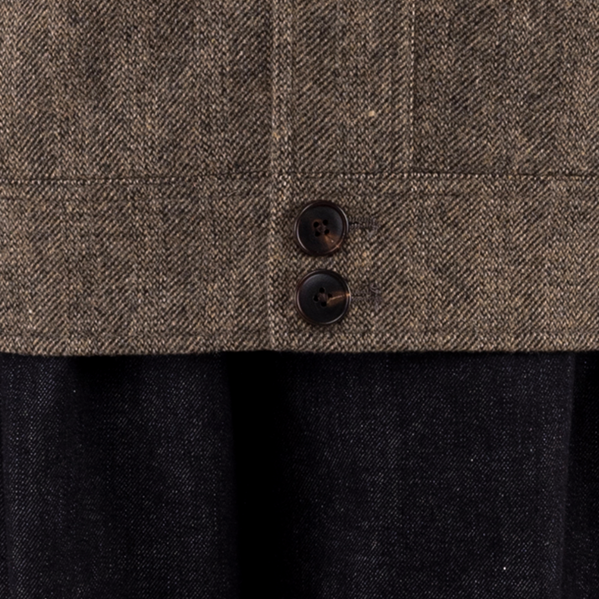 Brown Wool‑Polyester 6‑Button Single‑Breasted Jacket