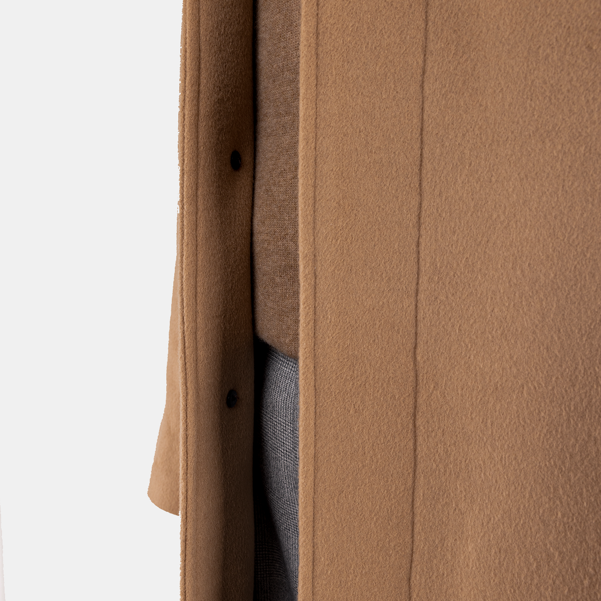 Brown Wool Fused 4‑Button Hidden‑Placket Single‑Breasted Overcoat