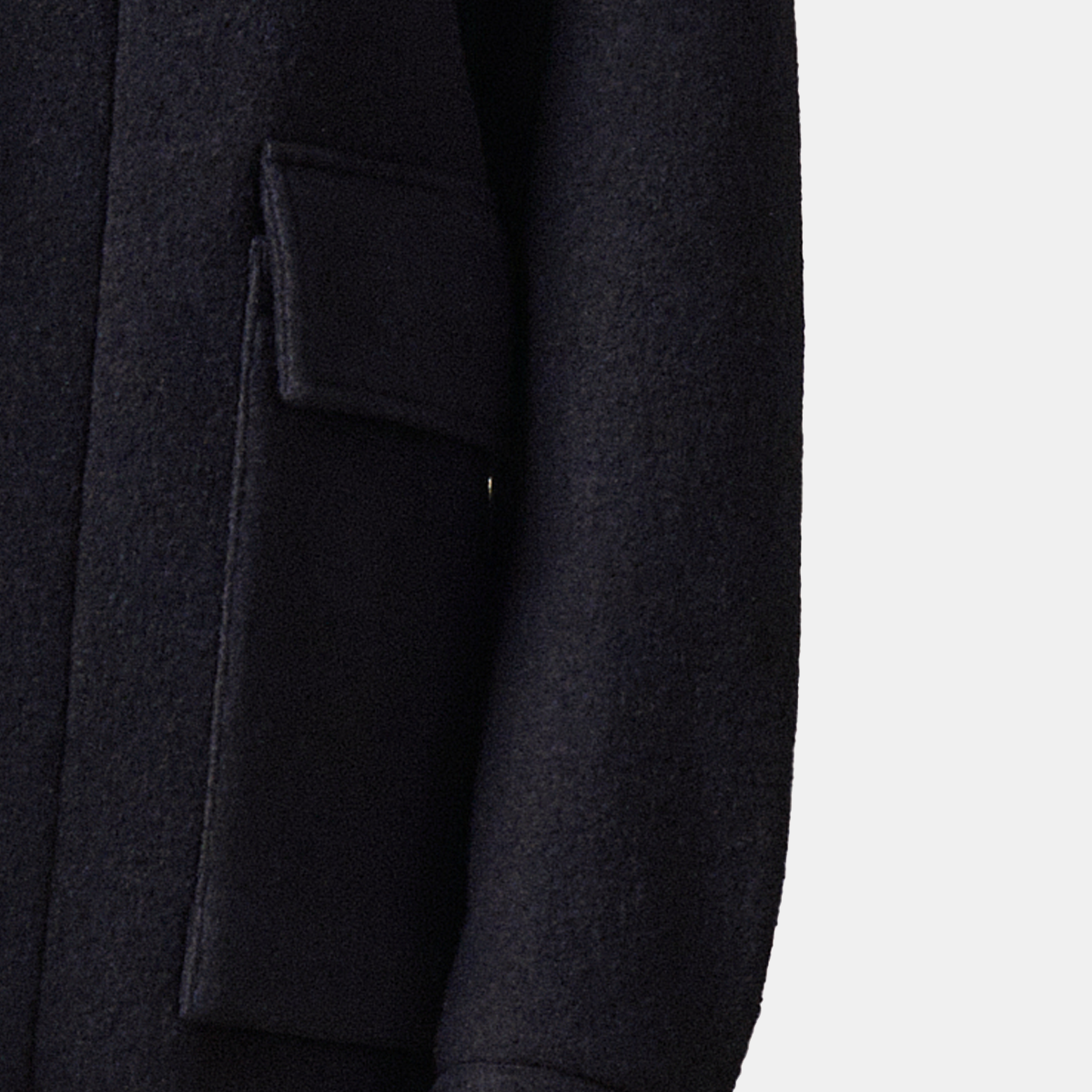 Navy Wool Fused 5‑Button Hidden‑Placket Jacket