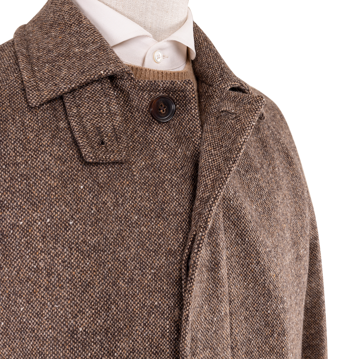 Dark Brown Wool 5‑Button Hidden Placket Overcoat