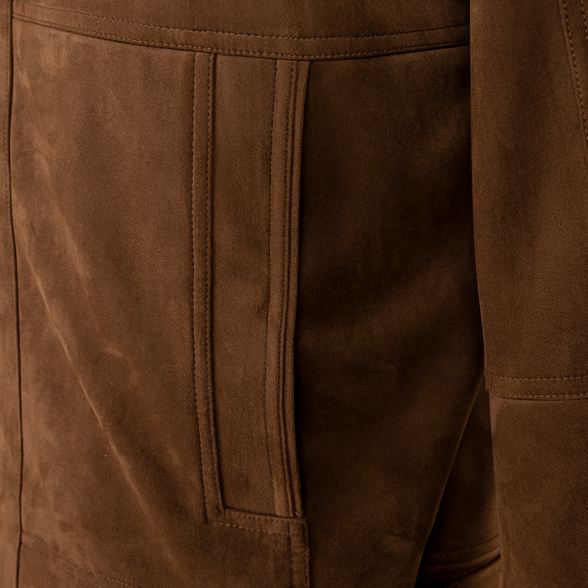 Dark Brown Polyester‑Elastane Exposed‑Teeth Center‑Zip Jacket