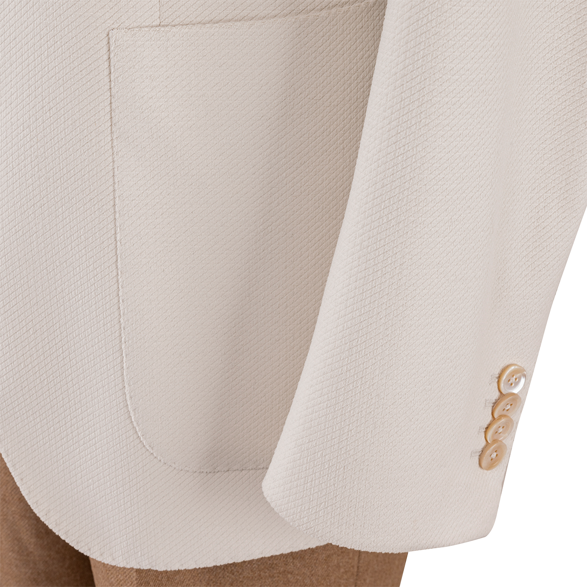 White Polyester Ultra‑Thin Half‑Canvas Single‑Breasted Blazer
