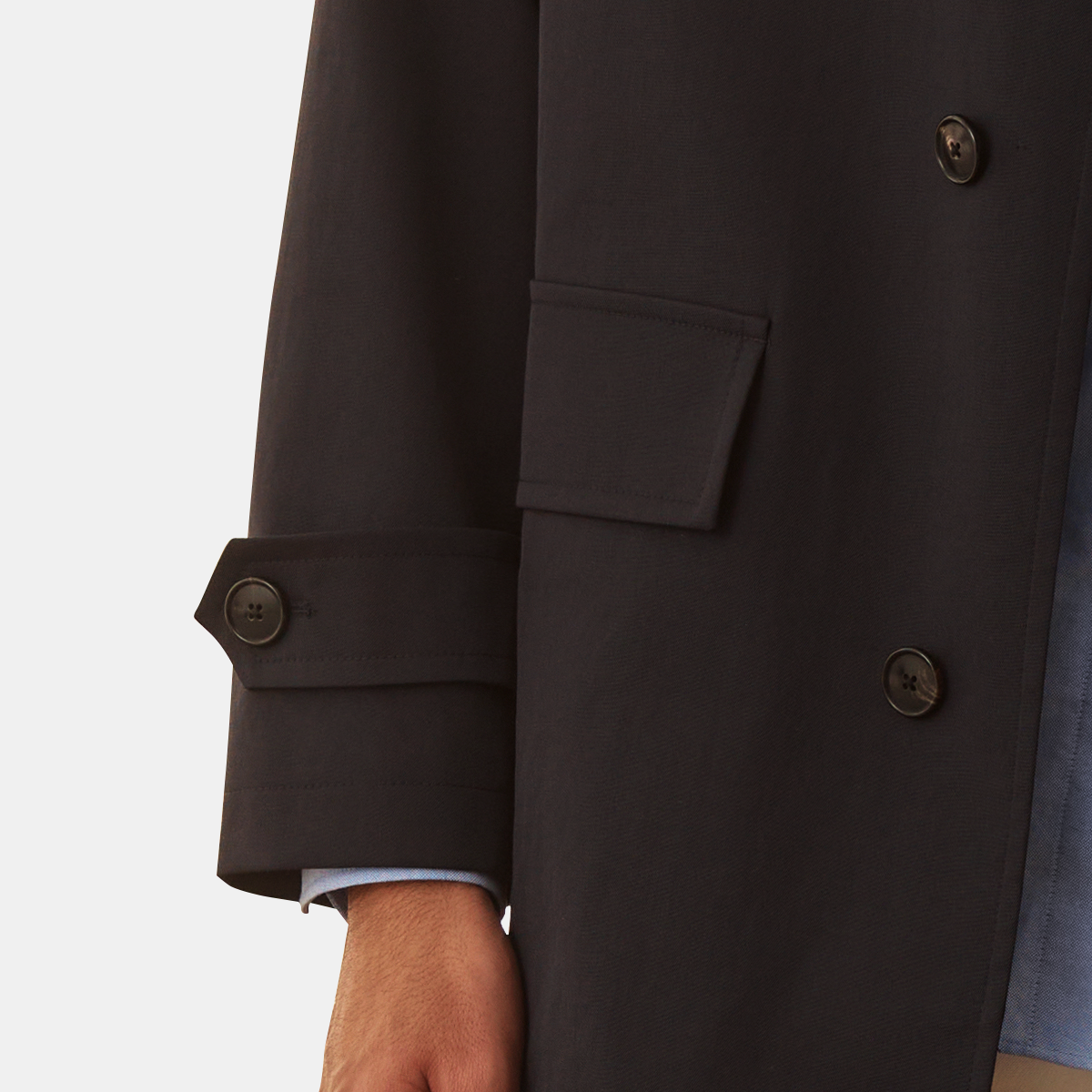 Black Polyester‑Linen‑Cotton Business‑Casual Blazer