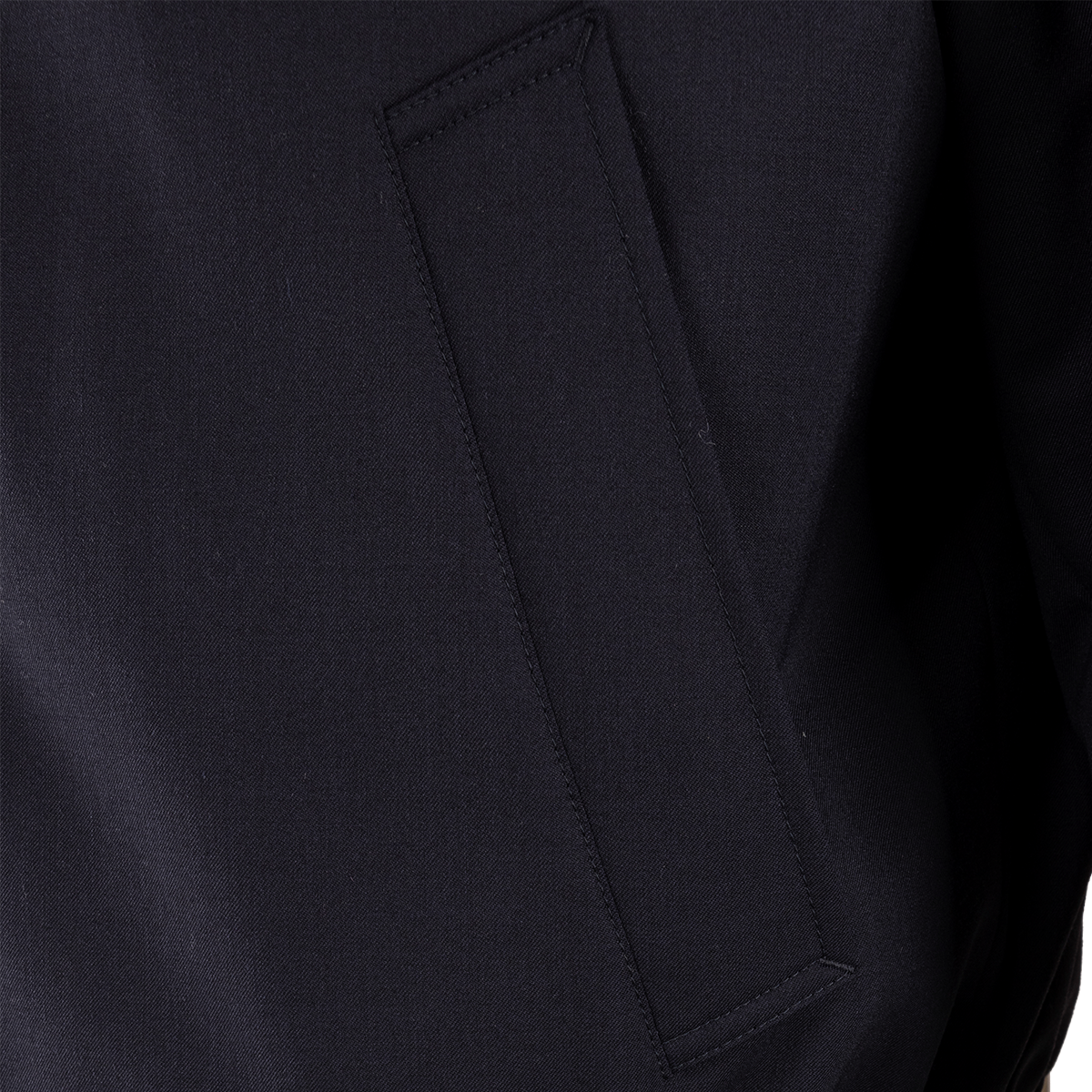 Navy Covered‑Zip Stand Collar Jacket