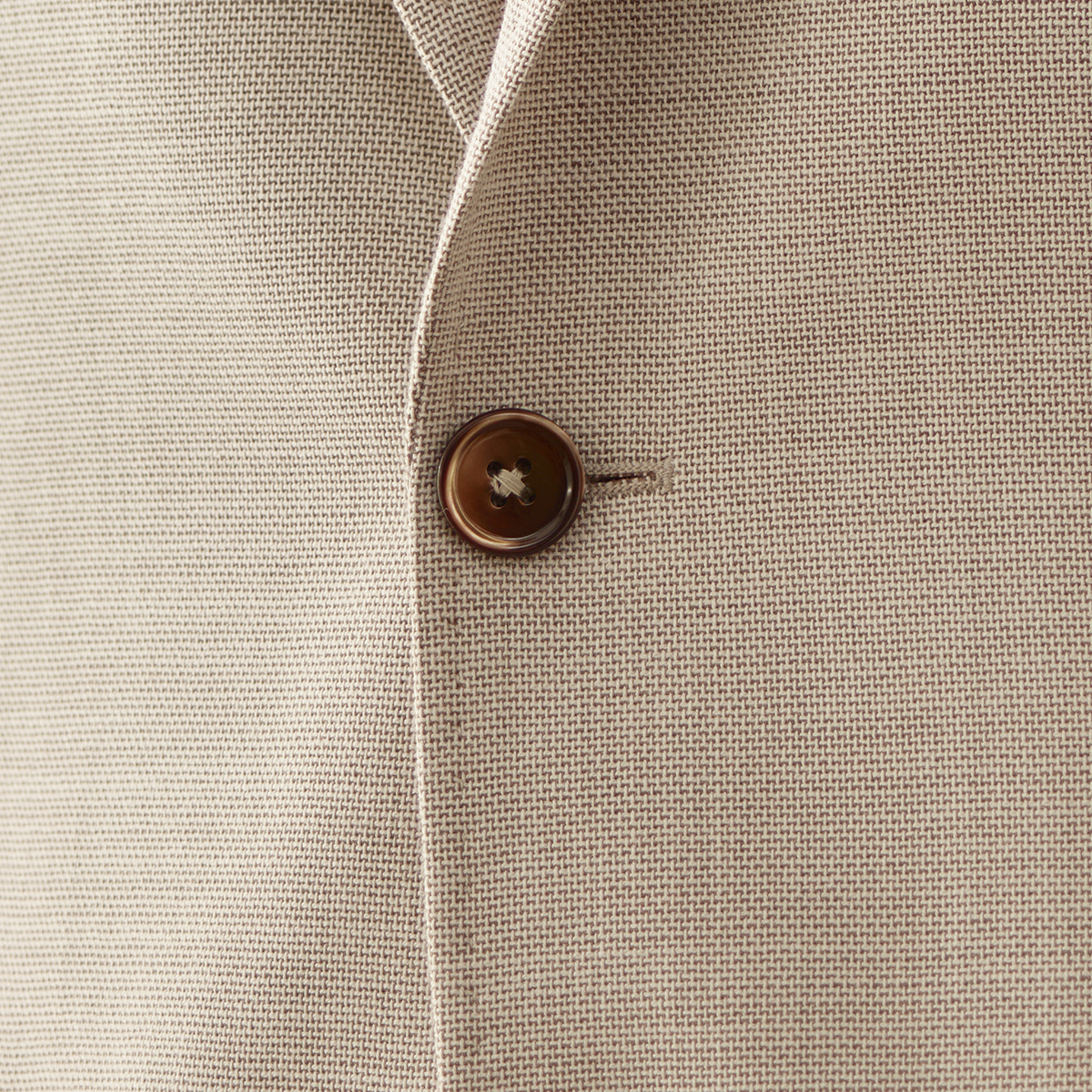 Beige Wool‑Spandex Single‑Pleated Blazer