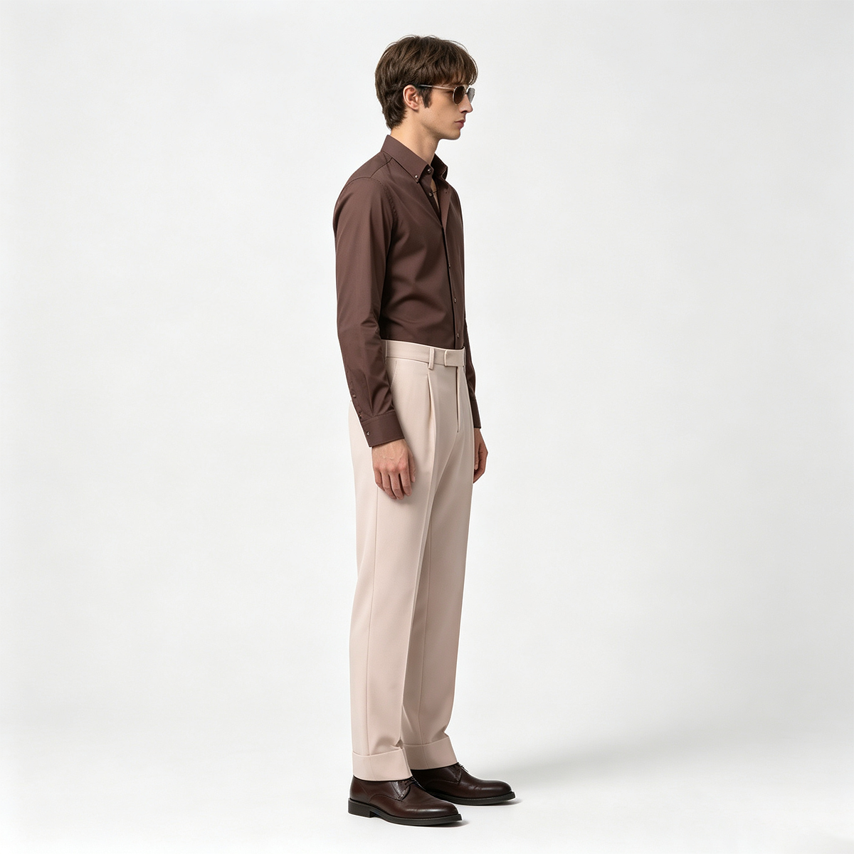 Gray Wool‑Polyester Half‑Canvas Double‑Breasted Two‑Piece Suit