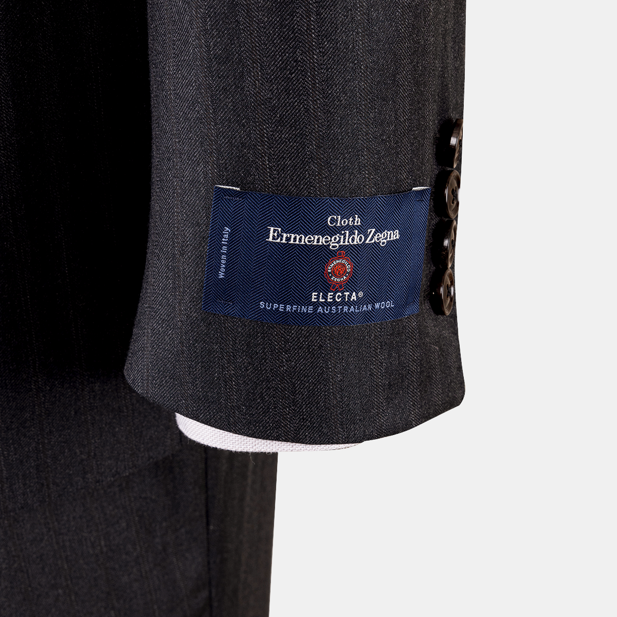Dark Grey Pinstripe Pure‑Wool Half‑Canvas Two‑Piece Suit