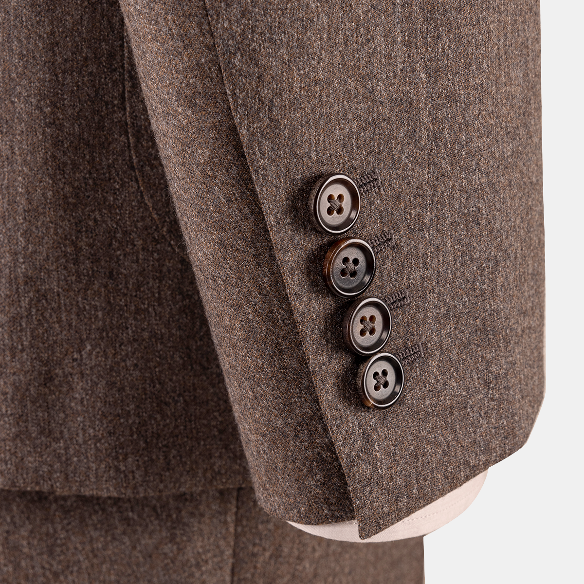 Dark Taupe Striped Stretch Wool‑Blend Single‑Breasted Two‑Piece Suit