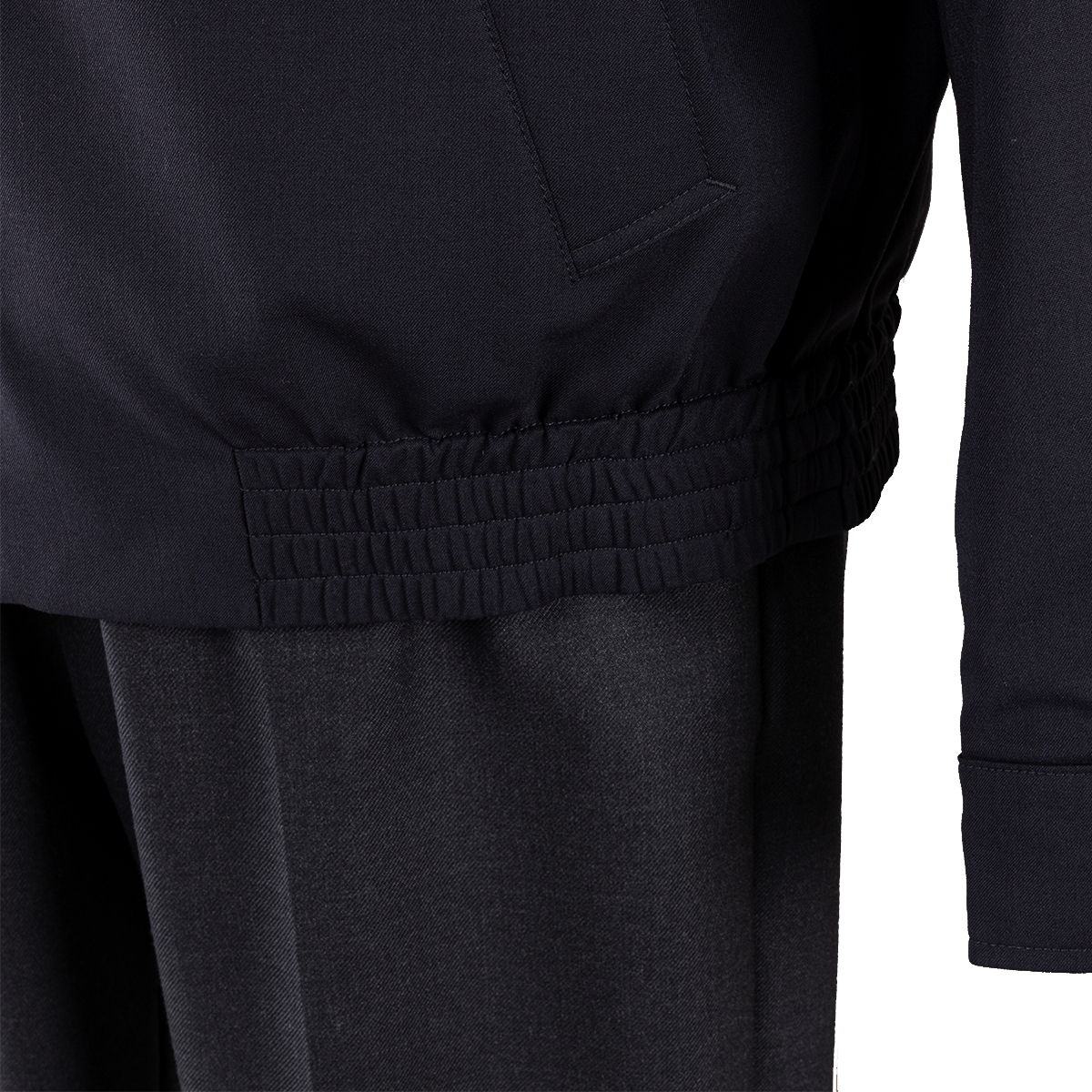 Navy Covered‑Zip Stand Collar Jacket