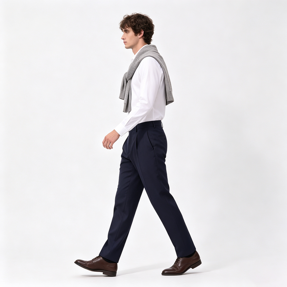 Navy Half‑Canvas Single‑Breasted Two‑Piece Suit