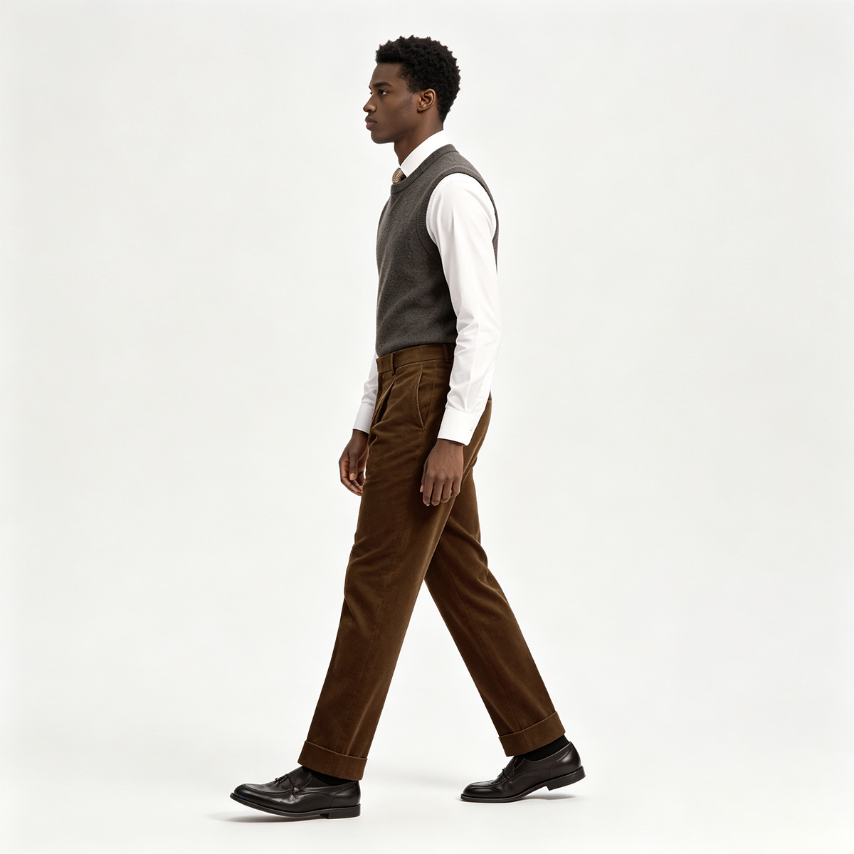 Tan Cotton‑Elastane Fused Single‑Breasted Two‑Piece Suit