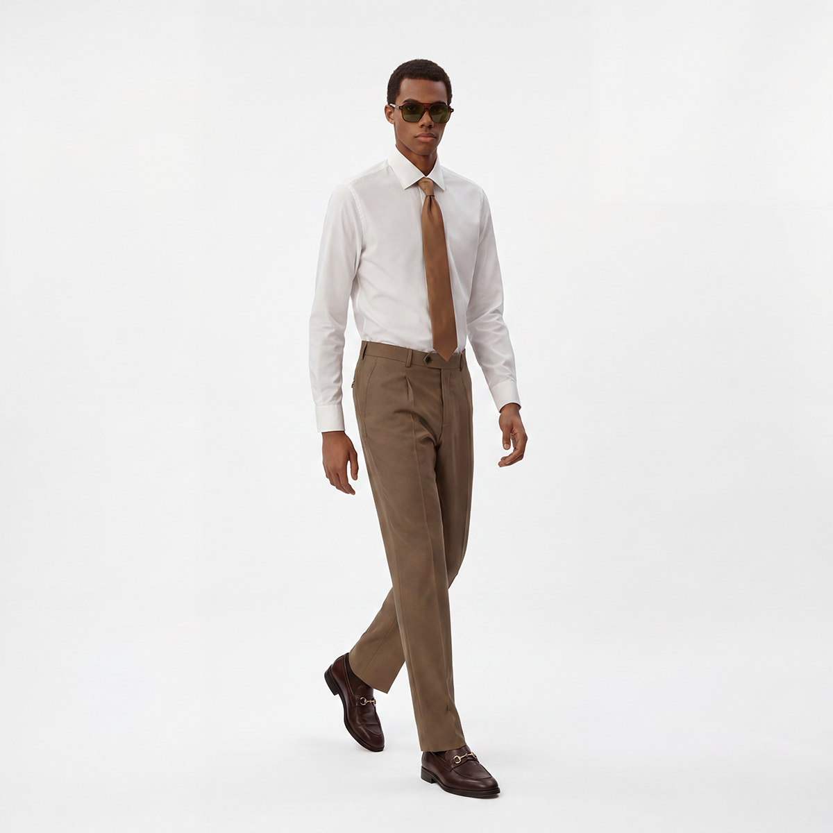 White Silk‑Blend Spread‑Collar Men's Shirt