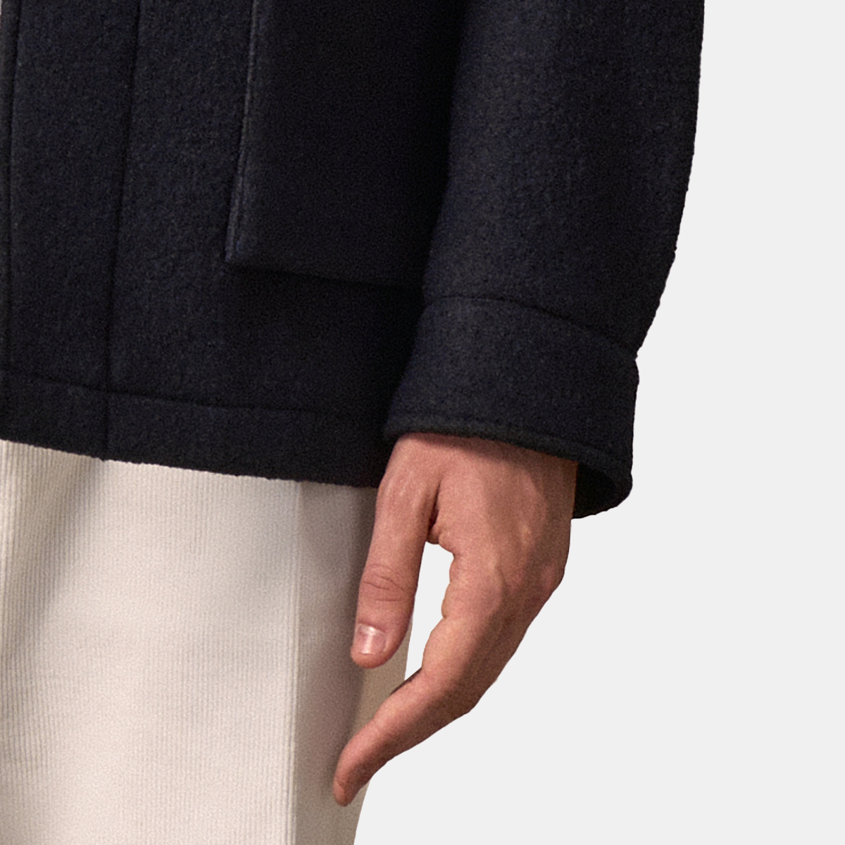 Navy Wool Fused 5‑Button Hidden‑Placket Jacket