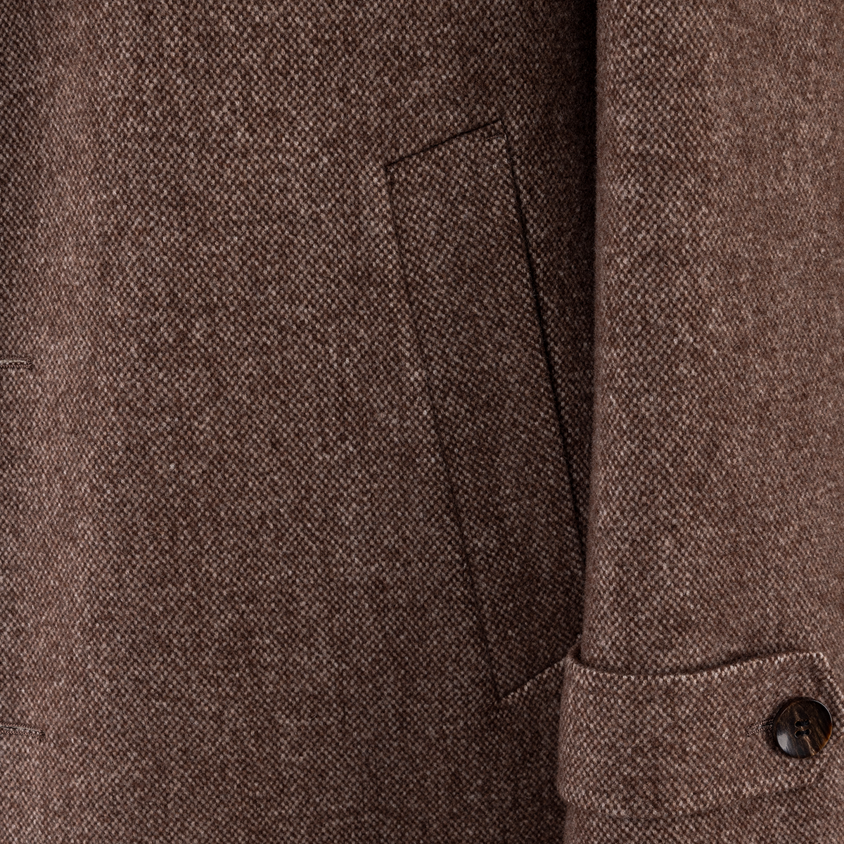 Dark Brown Wool‑Alpaca Double‑Faced 5‑Button Exposed‑Placket Overcoat