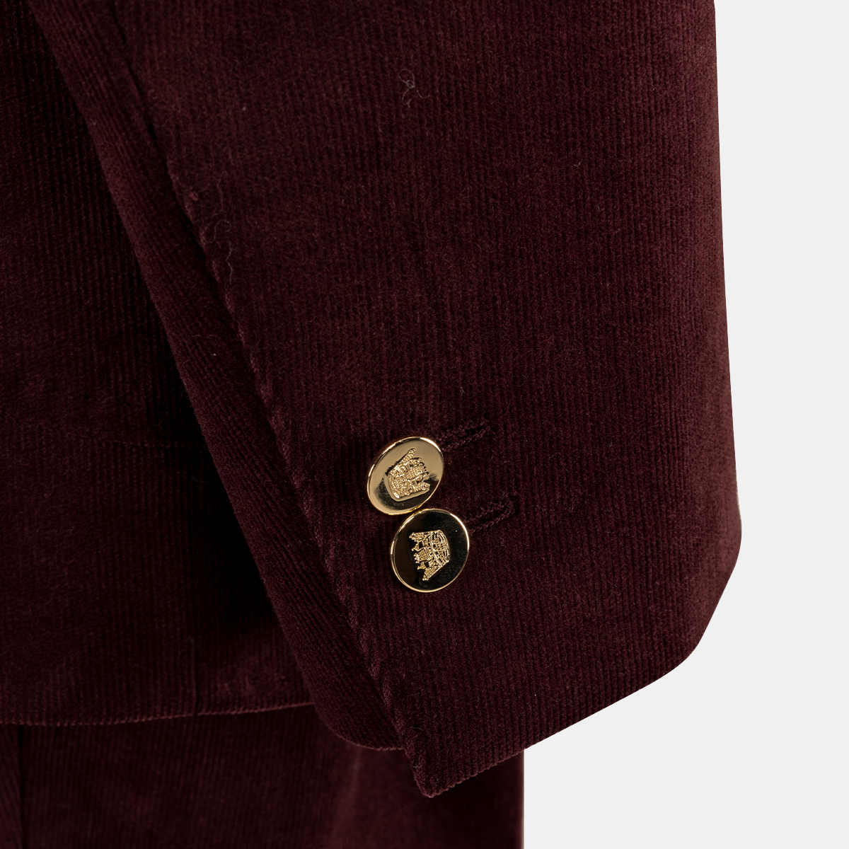Burgundy Cotton‑Wool‑Elastane Fused Double‑Breasted Two‑Piece Suit