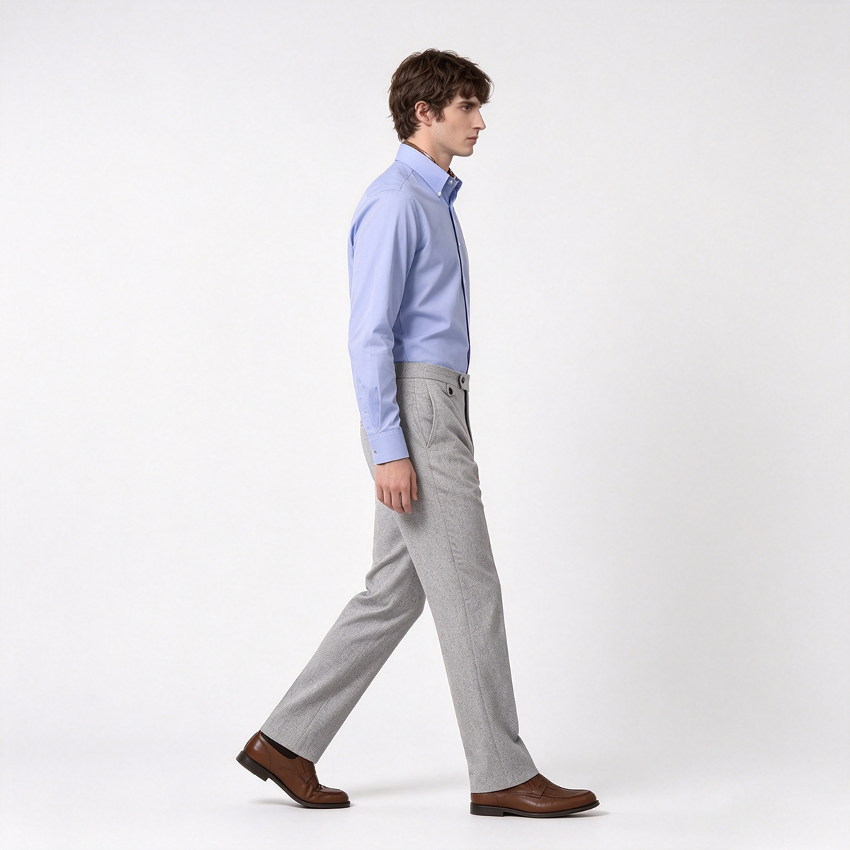 Light Blue Cotton Non‑Iron 6‑Button Point Collar Shirt