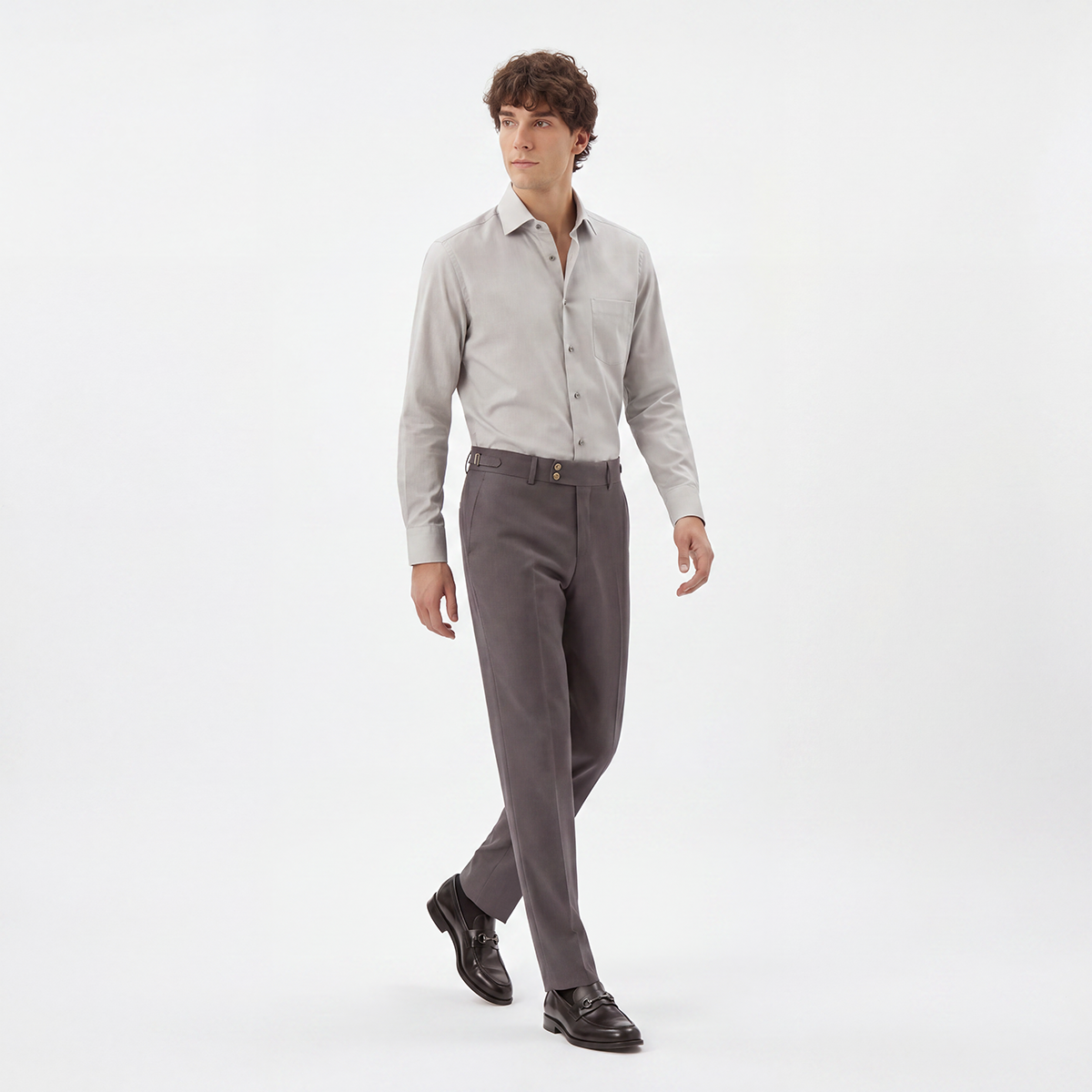 Grey Wool‑Polyester‑Blend Half‑Canvas Two‑Piece Suit