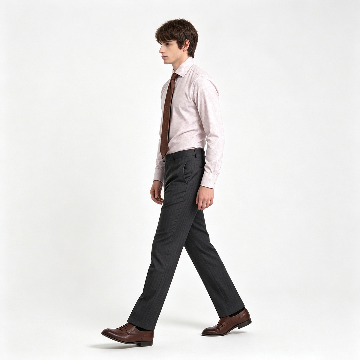 Dark Grey Pinstripe Pure‑Wool Half‑Canvas Two‑Piece Suit