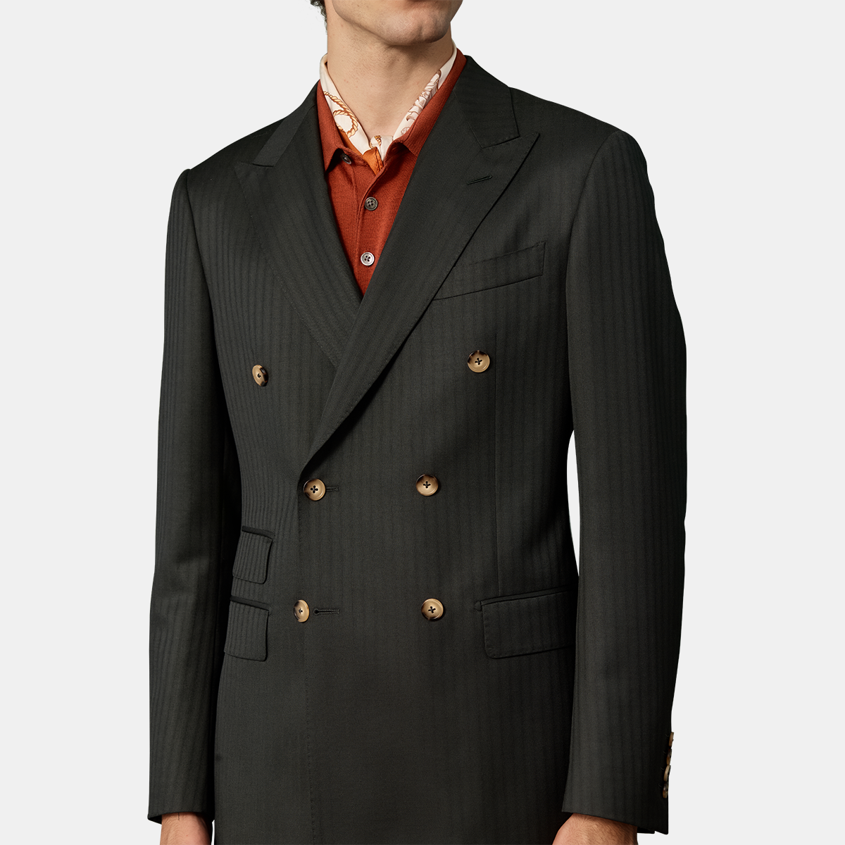 Midnight Green Mohair‑Wool Peak Lapel Formal Business Two-Piece Suit