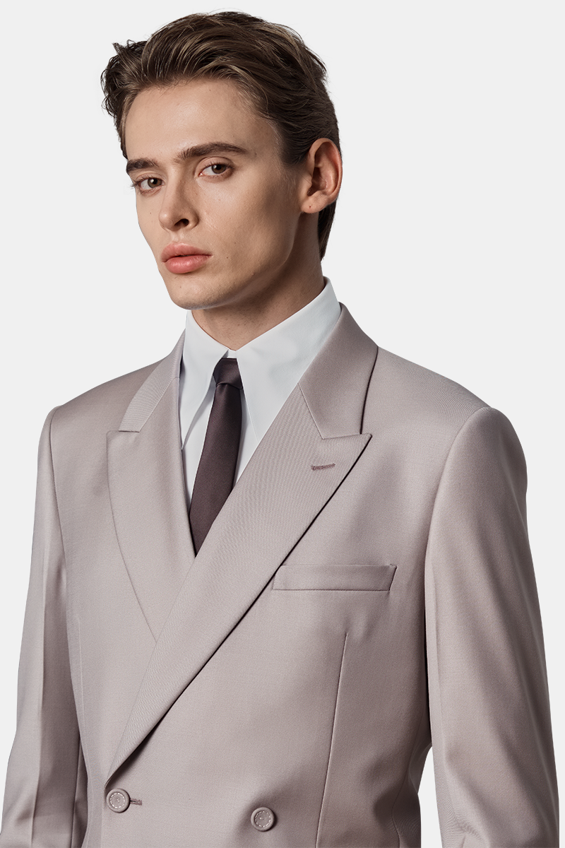 Pink Cool‑Series Pure‑Wool Half‑Canvas Wedding Two‑Piece Suit
