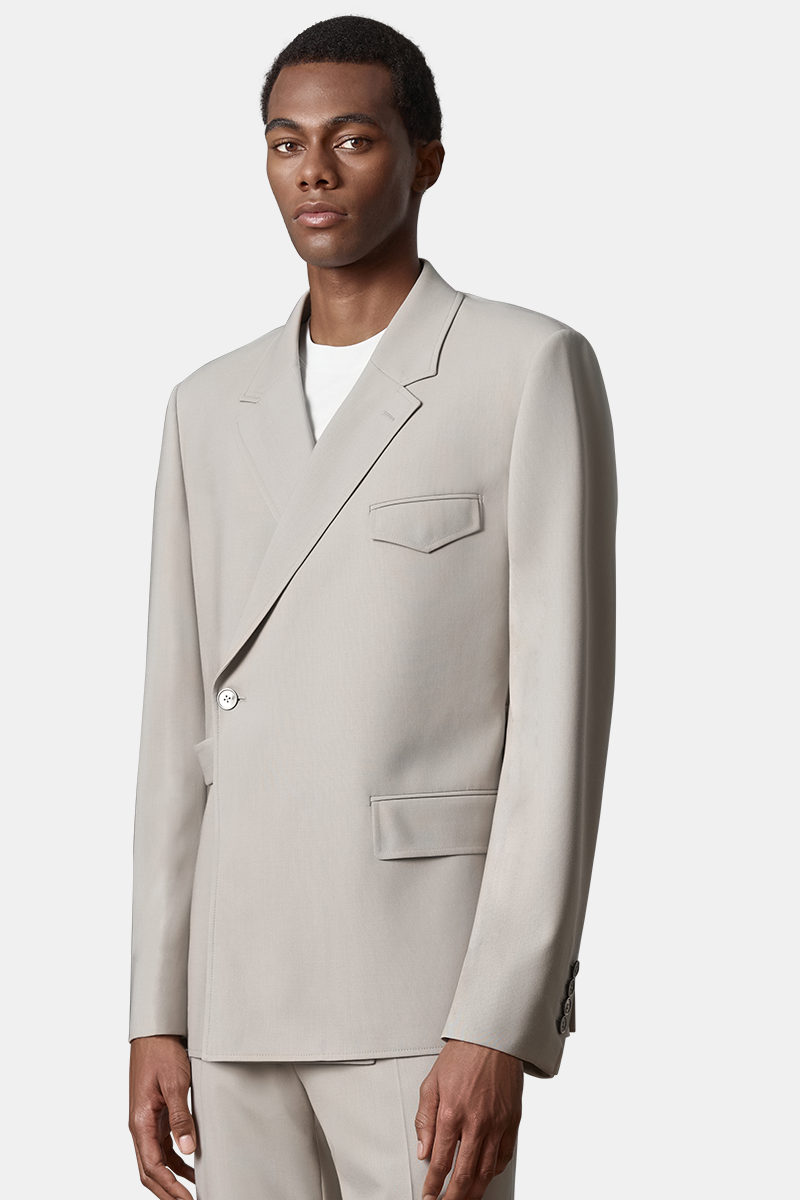 Grey Cool‑Series Pure‑Wool Fused Wedding Two‑Piece Suit