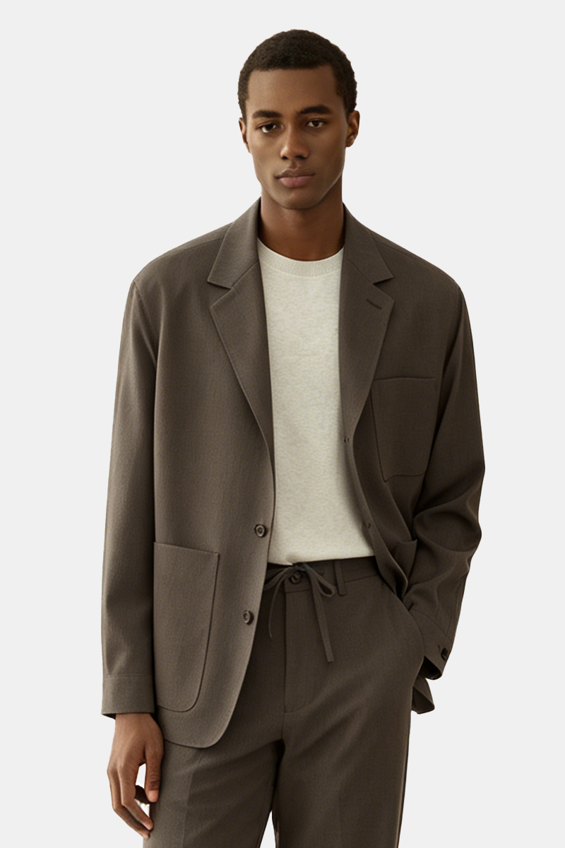 Green Polyester Travel Casual Two‑Piece Suit