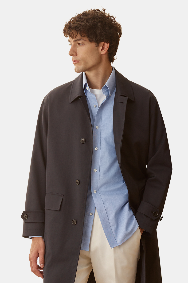 Black Polyester‑Linen‑Cotton Business‑Casual Blazer