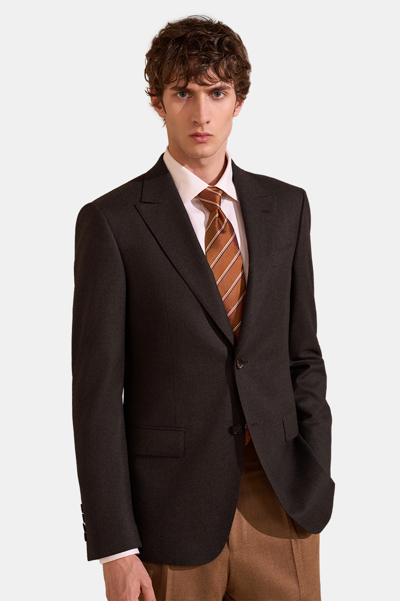 Dark Brown Single‑Breasted Wool Blazer