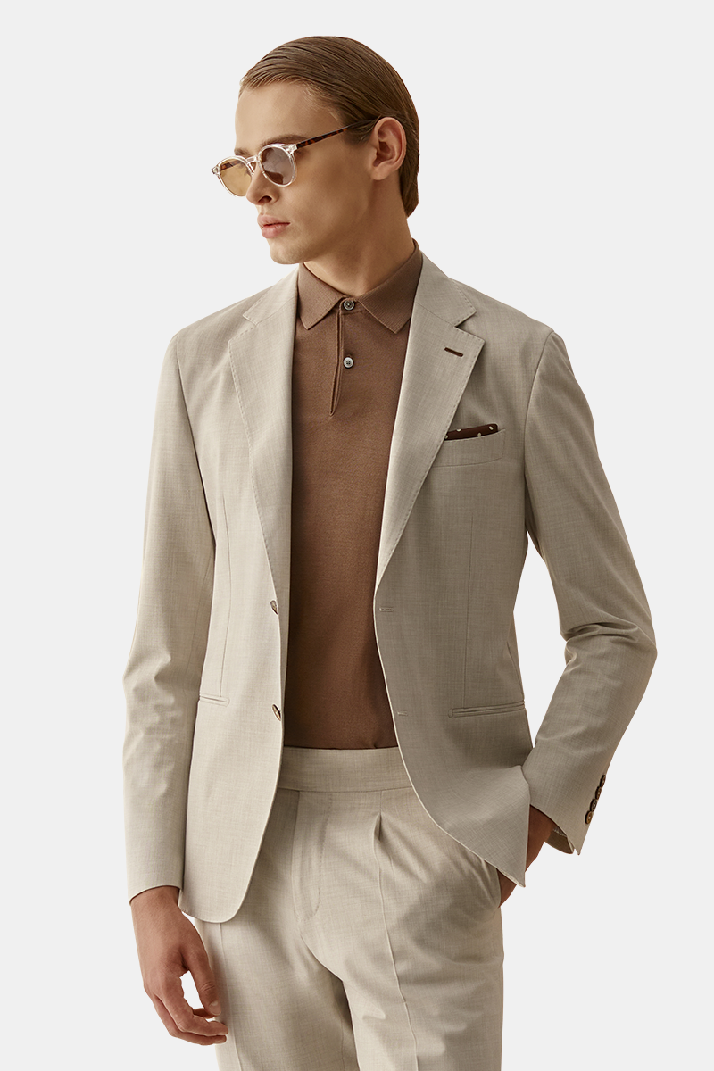 Beige Side Adjuster Two-Piece Suit