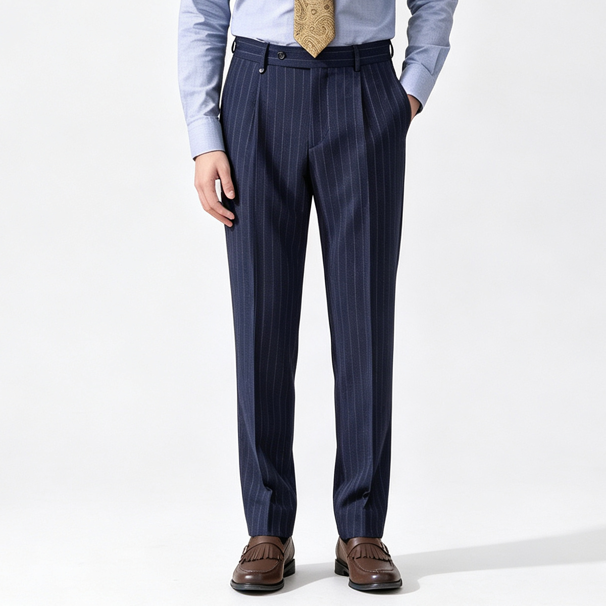 Gray Wool Half‑Canvas Double‑Breasted Two‑Piece Suit