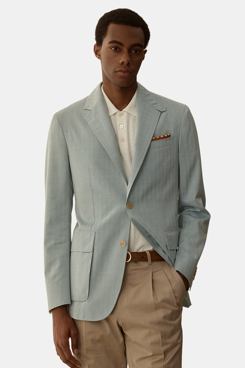 Blue Solaro Herringbone Blazer