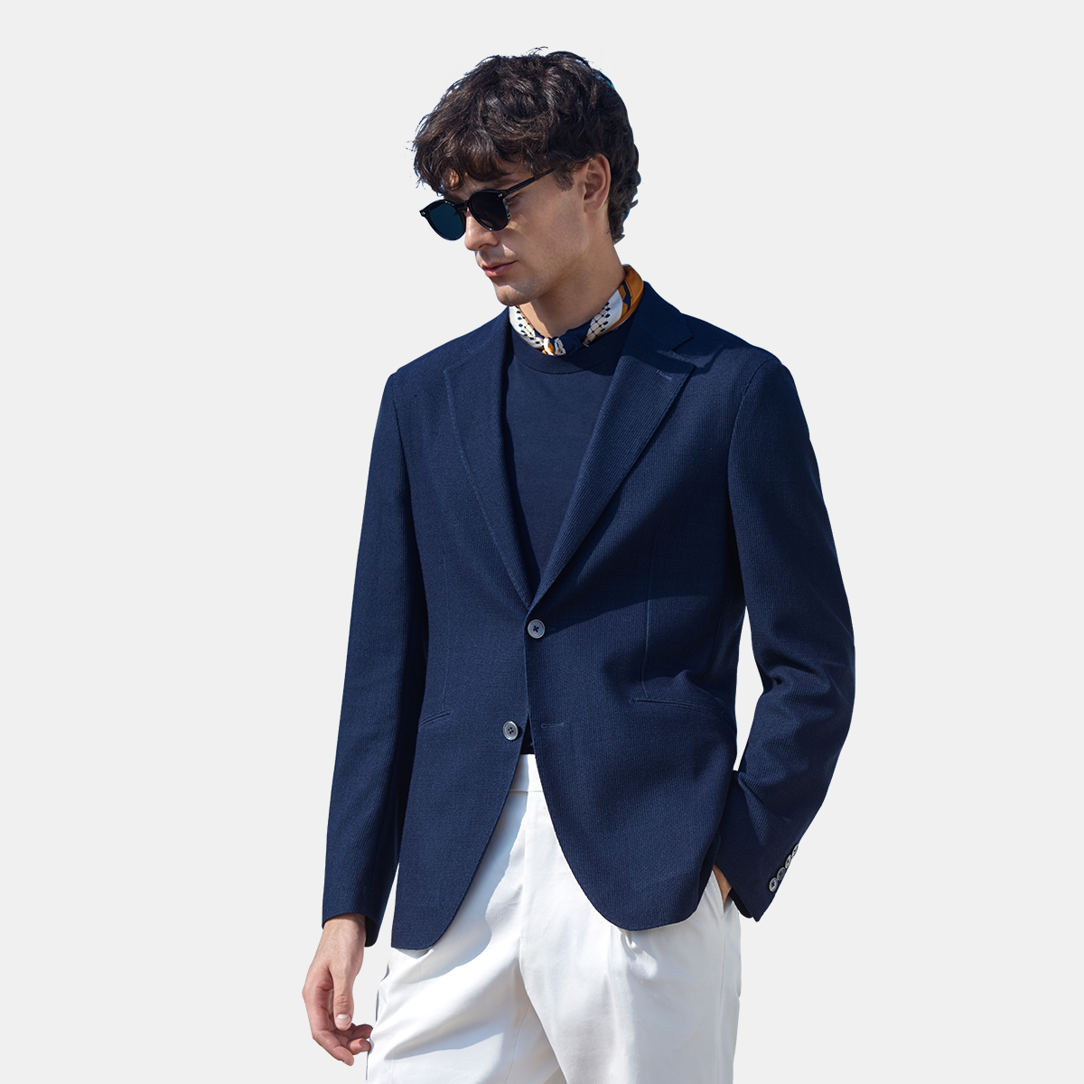 Navy Hidden Placket Blazer