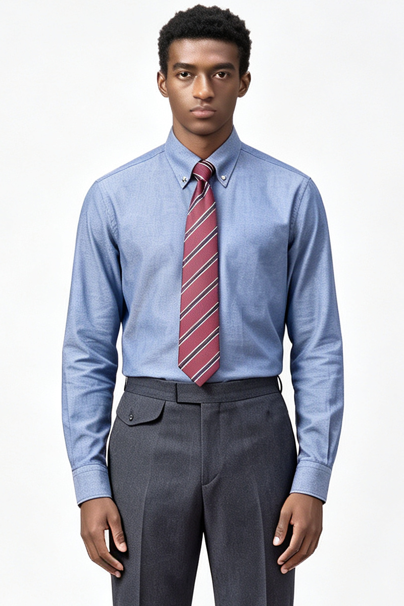 6‑Button Curved Open Collar Shirt