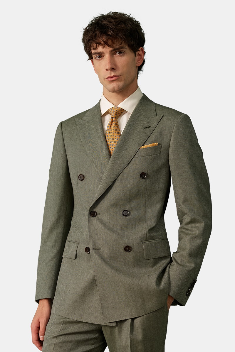 Grey VBC Virgin‑Wool Peak Lapel Two‑Piece Suit