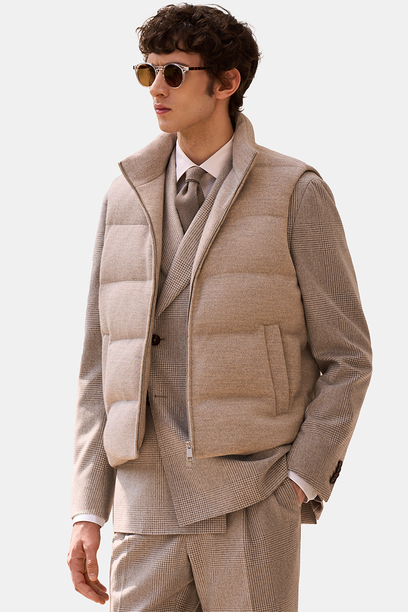Light Camel Polyester‑Wool‑Polyamide Vest