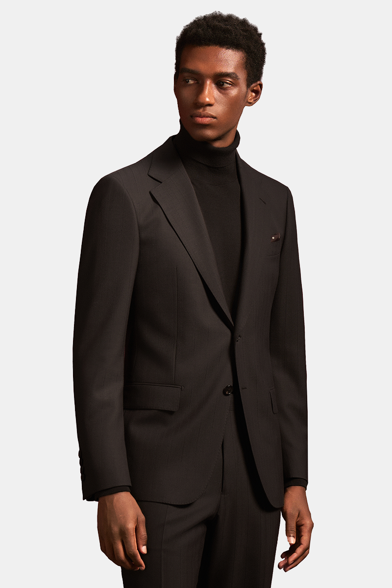 Warm Gray Wool‑Polyester‑Modacrylic Half‑Canvas Single‑Breasted Jacket