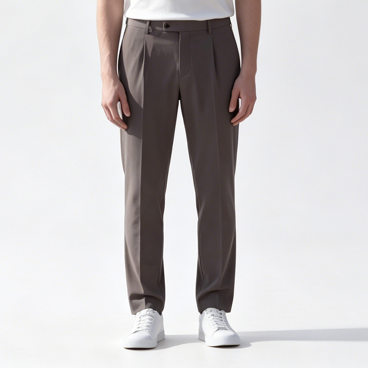 Brown Ultra‑Light Polyester Fused Sport‑Travel Casual Two‑Piece Suit
