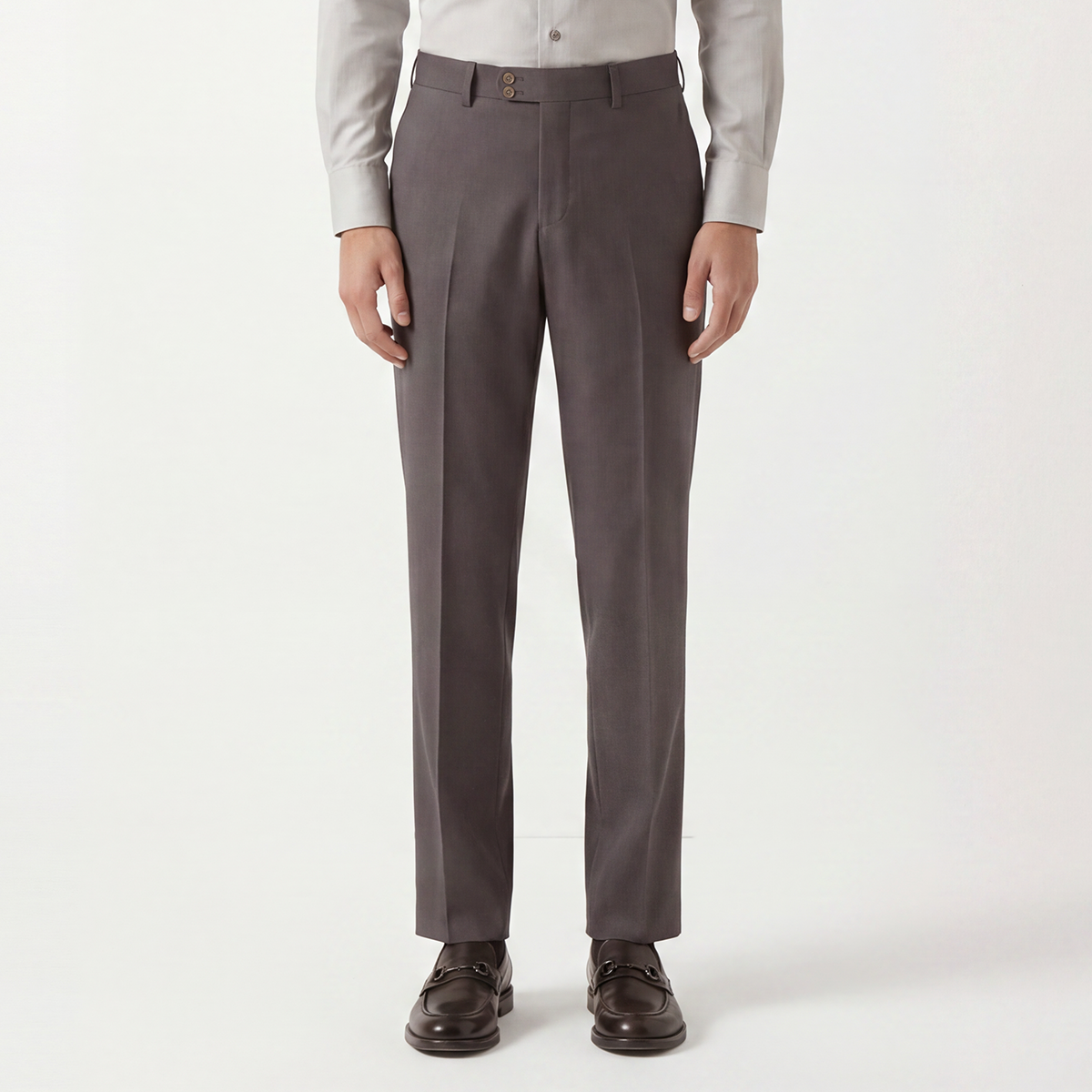 Grey Wool‑Polyester‑Blend Half‑Canvas Two‑Piece Suit
